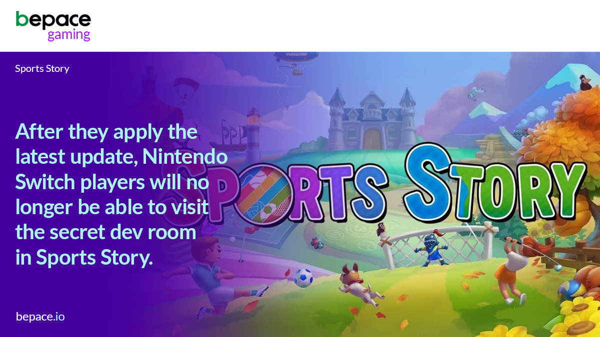 BepaceGaming's tweet image. After they apply the latest update, Nintendo Switch players will no longer be able to visit the secret dev room in Sports Story. 
#beace #gamingnews #NintendoSwitch #sportsstory
