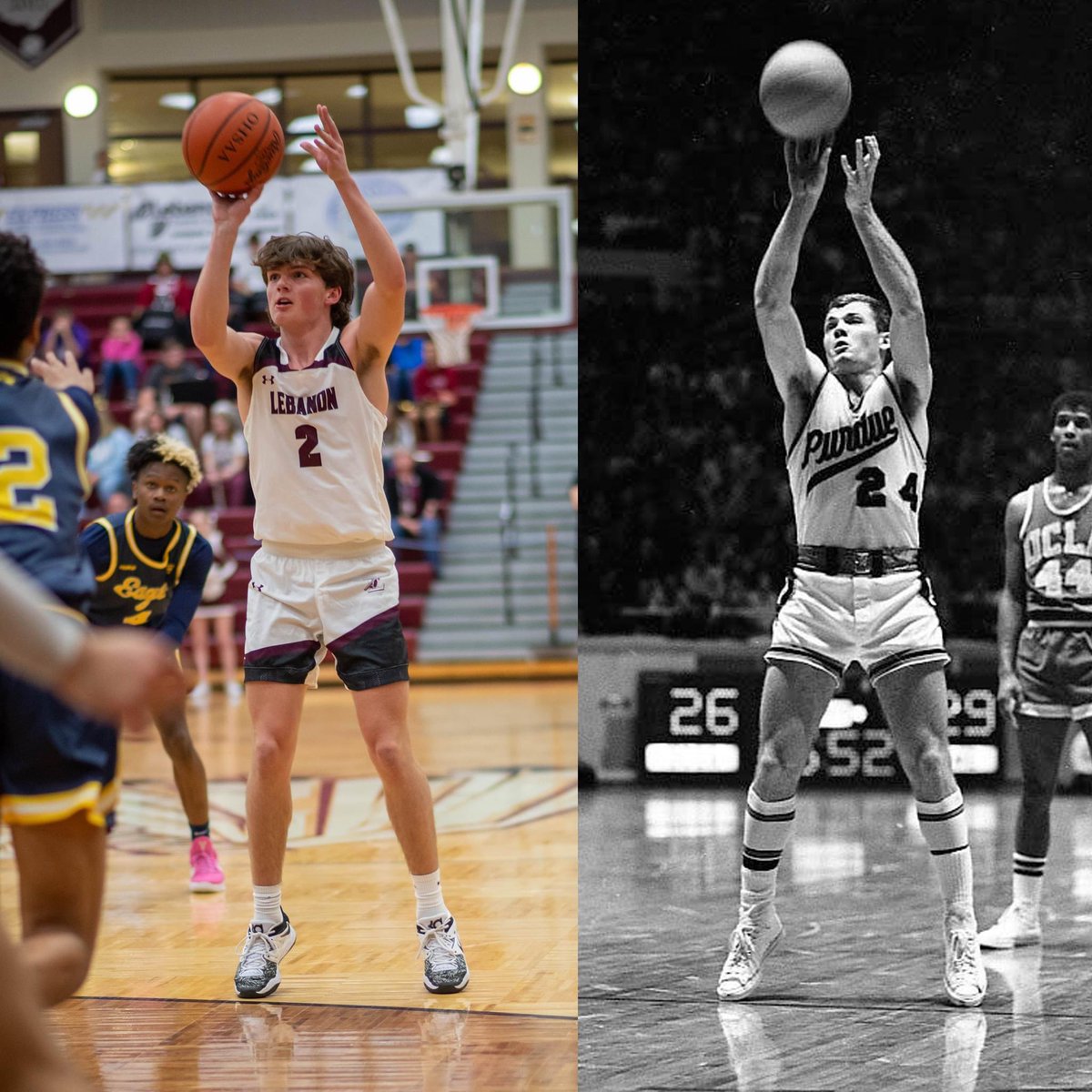 boilerfan93's tweet photo. @BoilerBall LOVE the throwback jerseys and this side by side comparison of Billy Keller and his grandson! @will_spitler 

Keep the train rollin’
#BoilerUp 🚂 https://t.co/DtHVp5C6ur
