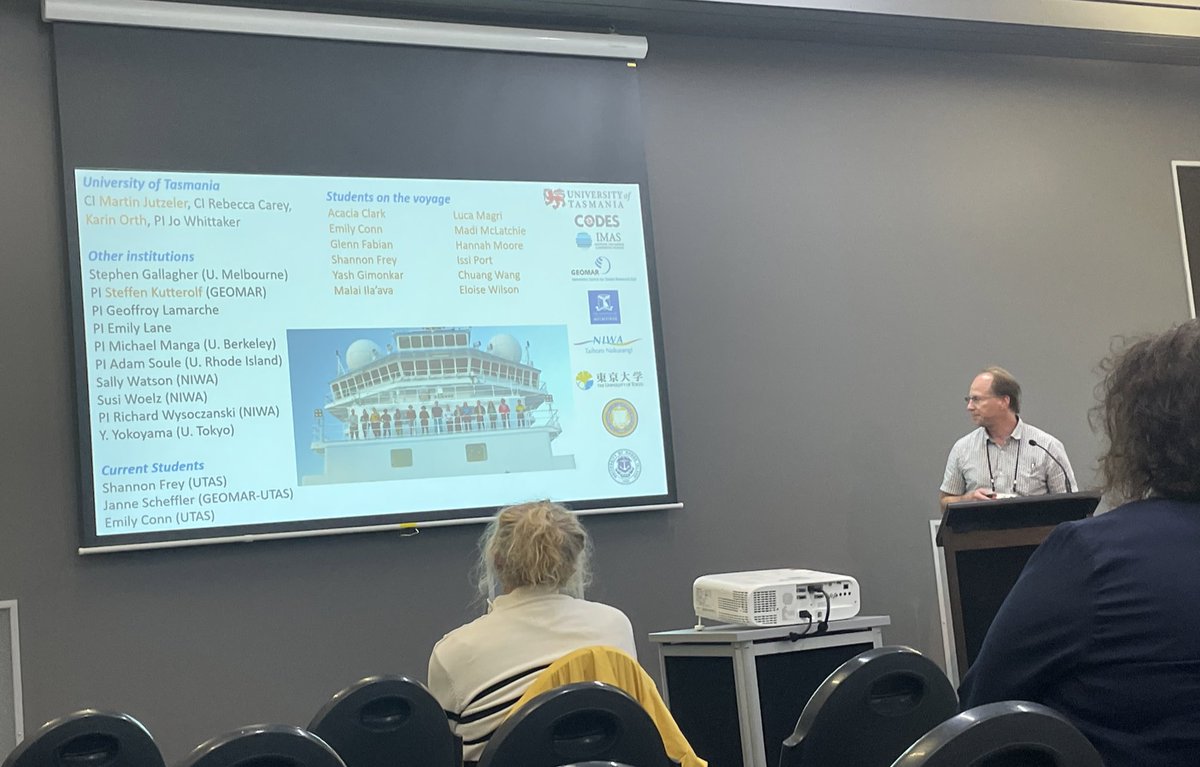 Was very excited to see @MarineVolcanism presenting some of the results from our voyage to the Kermadec Arc! “Volcanism and sedimentation at Havre, Macauley &amp; Healy Submarine Caldera Volcanoes”