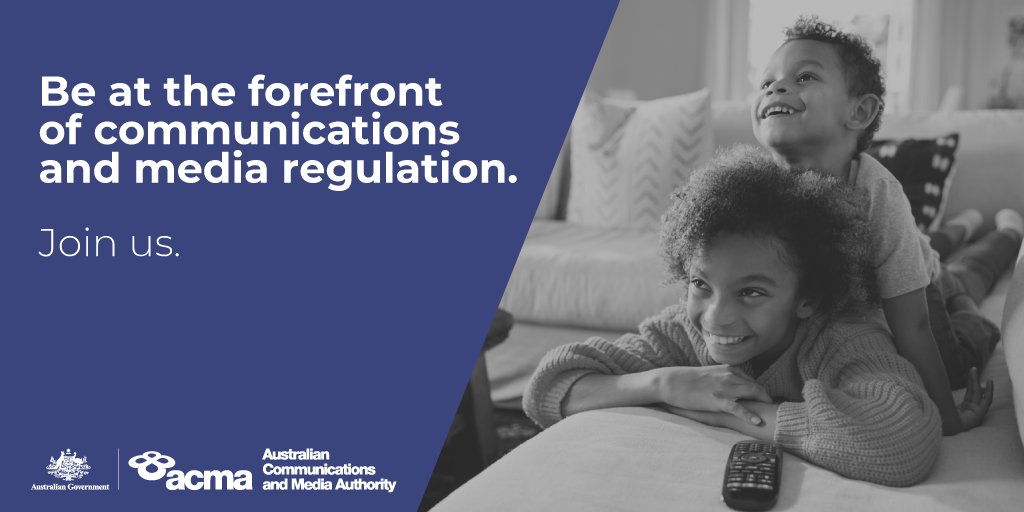acmadotgov's tweet photo. Are you looking for a career with Australia’s communications and media regulator? 
We’re currently recruiting for:
• Manager – Business and Support Services 
• Manager – Research and Analysis 
• Governance Officer 
• IT Security Officer 
Learn more at https://t.co/i3FkrqBUXD https://t.co/NAuLvufWC7