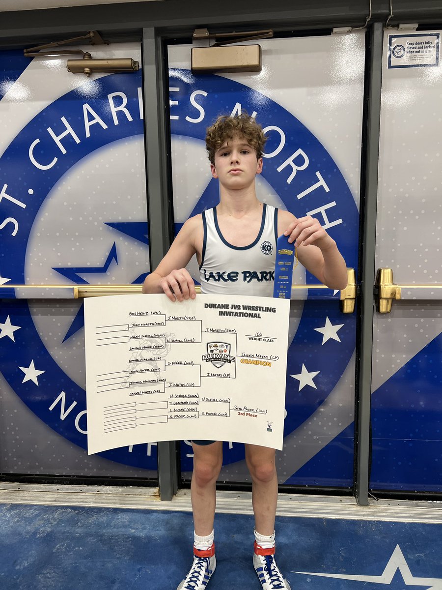 fjmatasart's tweet photo. Couldn’t be prouder of this young man.  Brought home the JV2 DuKane Conference Championship. Tied 1-1, Jaiden gets taken down and is down 2, needs 3 to win in the last 10 seconds of the match. Gets the escape for 1, shoots for the final 2 to win in the final seconds https://t.co/OYI50jUsaV