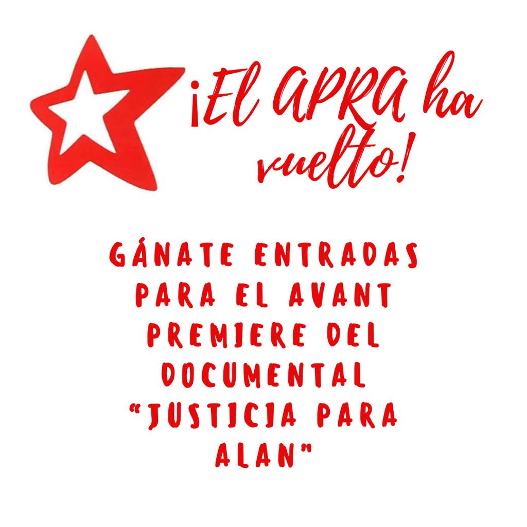 El Apra ha vuelto. Para agradecer a los compañeros que lo hicieron posible, sortearemos entradas al Avant Premiere de #JusticiaParaAlan, dirigido por mí y producida por Hernán Garrido Lecca. Solo tienes que estar inscrito en el ROP y llenar este formulario
forms.gle/1z6jCUrqrZYAtN…