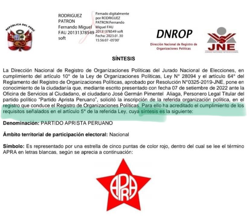 ¡EL APRA VUELVE!
Para poner la cuota de experiencia política, de gobierno y, sobre todo en estos tiempos, de LUCHA ANTICOMUNISTA.
¡Viva el APRA!