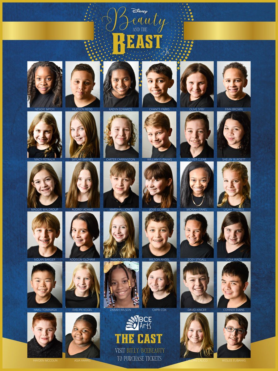 bcearts's tweet photo. BCE Arts is ecstatic to announce the cast that is working tirelessly to bring this classic fairytale to life! 

DISNEY’S BEAUTY AND THE BEAST JR. 
Friday, March 3rd at 7:00pm
Saturday, March 4th at 2:30pm &amp; 7:00pm
Sunday, March 5th at 2:30pm

🎟️ TICKETS: https://t.co/u3h4SqUv7l https://t.co/fMSR7jKYi6
