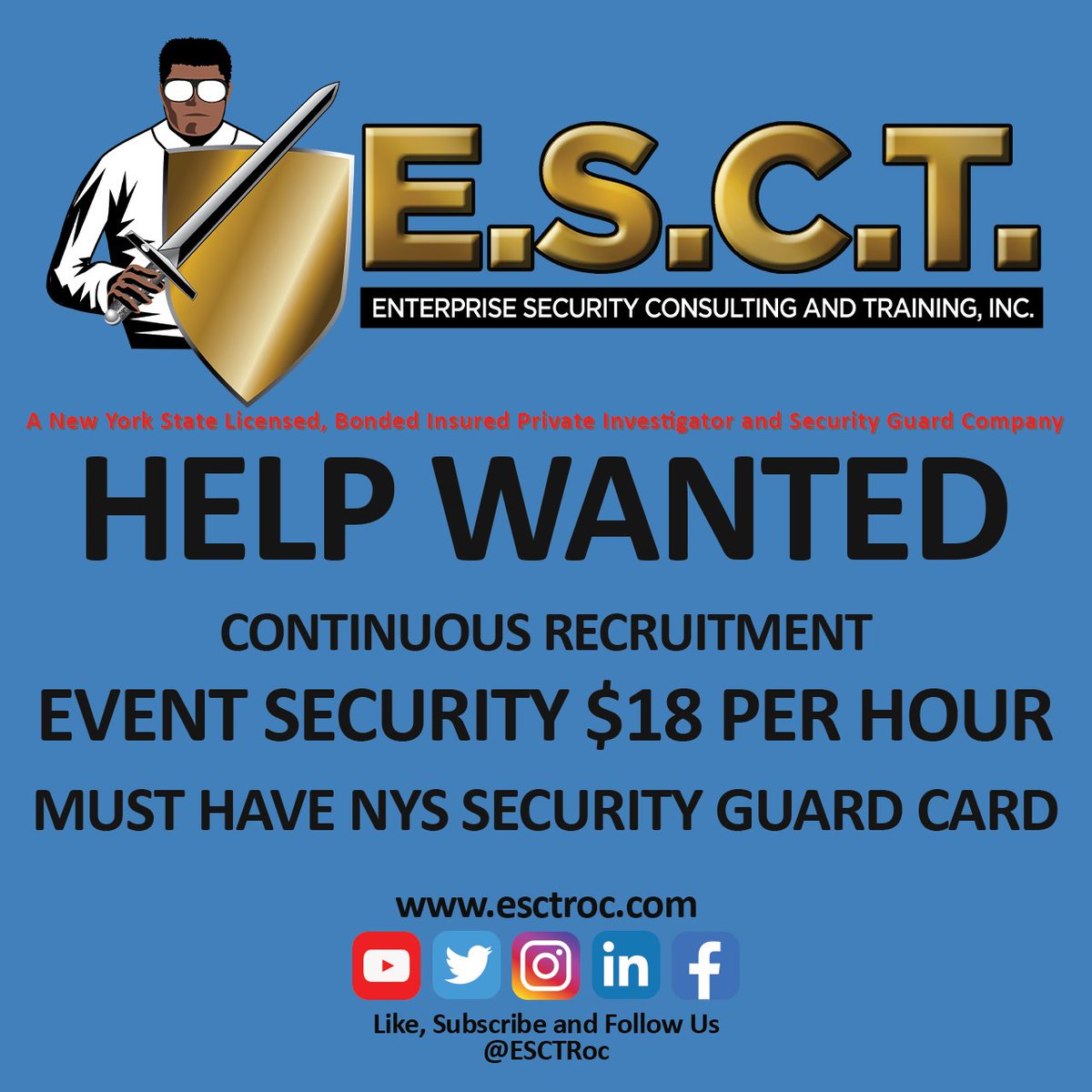 esctroc's tweet photo. We're always recruiting for Event Security. Come and join the team. Apply at https://t.co/M9U0KBJ17K
#ESCTRoc https://t.co/PaZ6kZSkiU