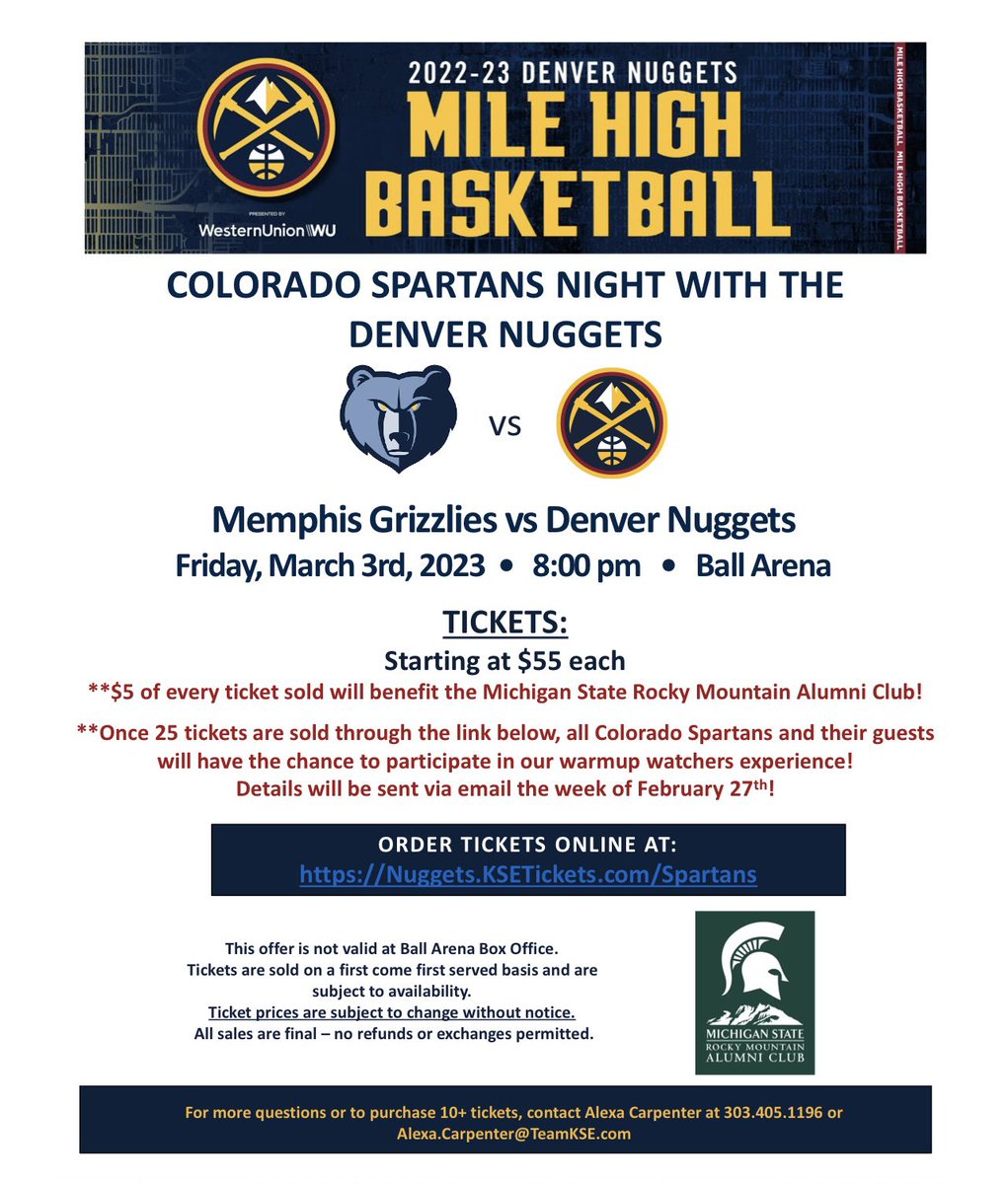 CO_Spartans's tweet photo. Colorado Spartans! If we have more than 25 tickets sold we'll get invited to a pregame practice experience…let’s make that happen! https://t.co/G5p1QPirRm