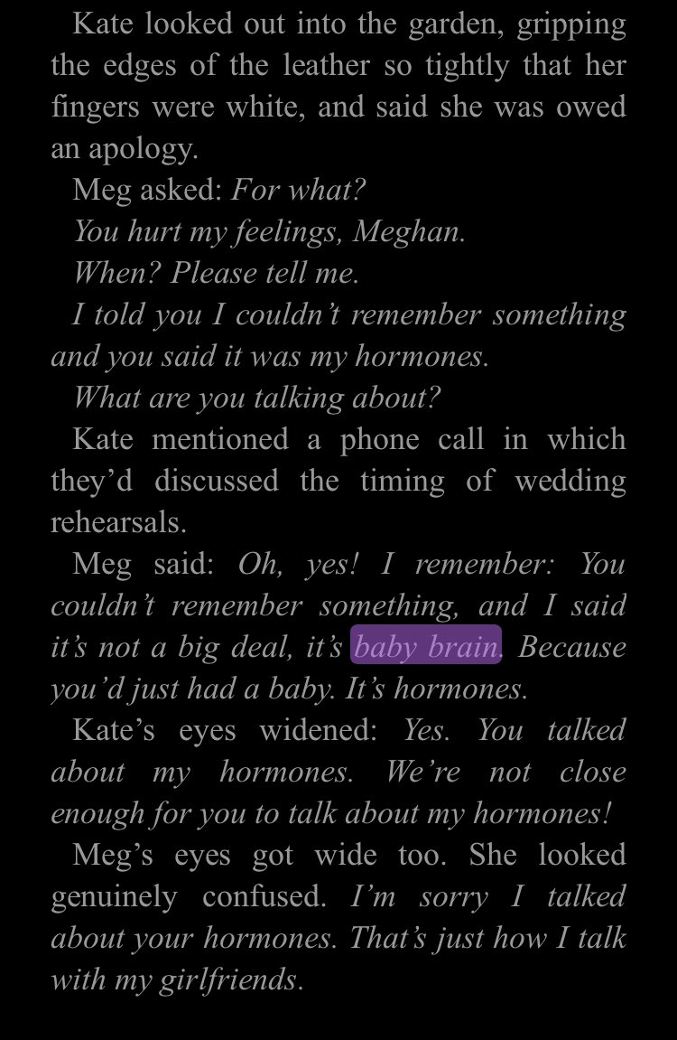 @NethraAnj @JaJaFaRah1 Lets clarify: Meghan did NOT call Kate babybrains; she made reference to baby brain caused by hormones…AND APOLOGIZED for the comment: