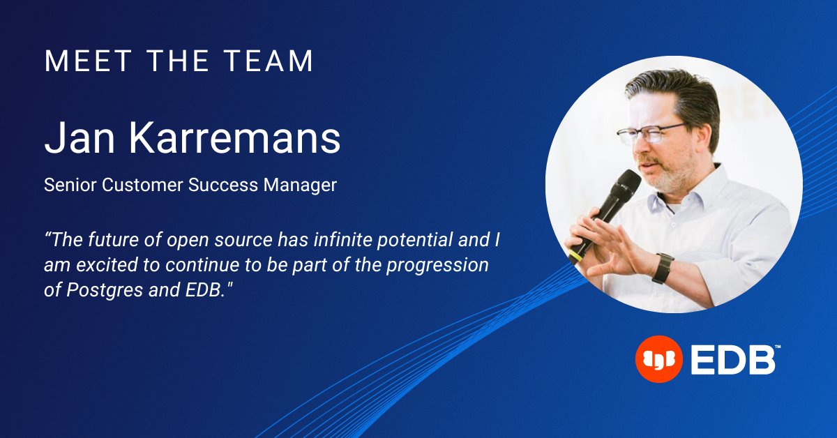MohsinEjaz's tweet image. We are excited to announce our Employee Spotlight for the month of January is Jan Karremans, Sr. Customer Success Manager!
#PowertoPostgres. okt.to/tKVnIi
#HumansOfEDB #EDBEmployeeHighlight #LifeatEDB #EmployeeAppreciation #EDBisHiring