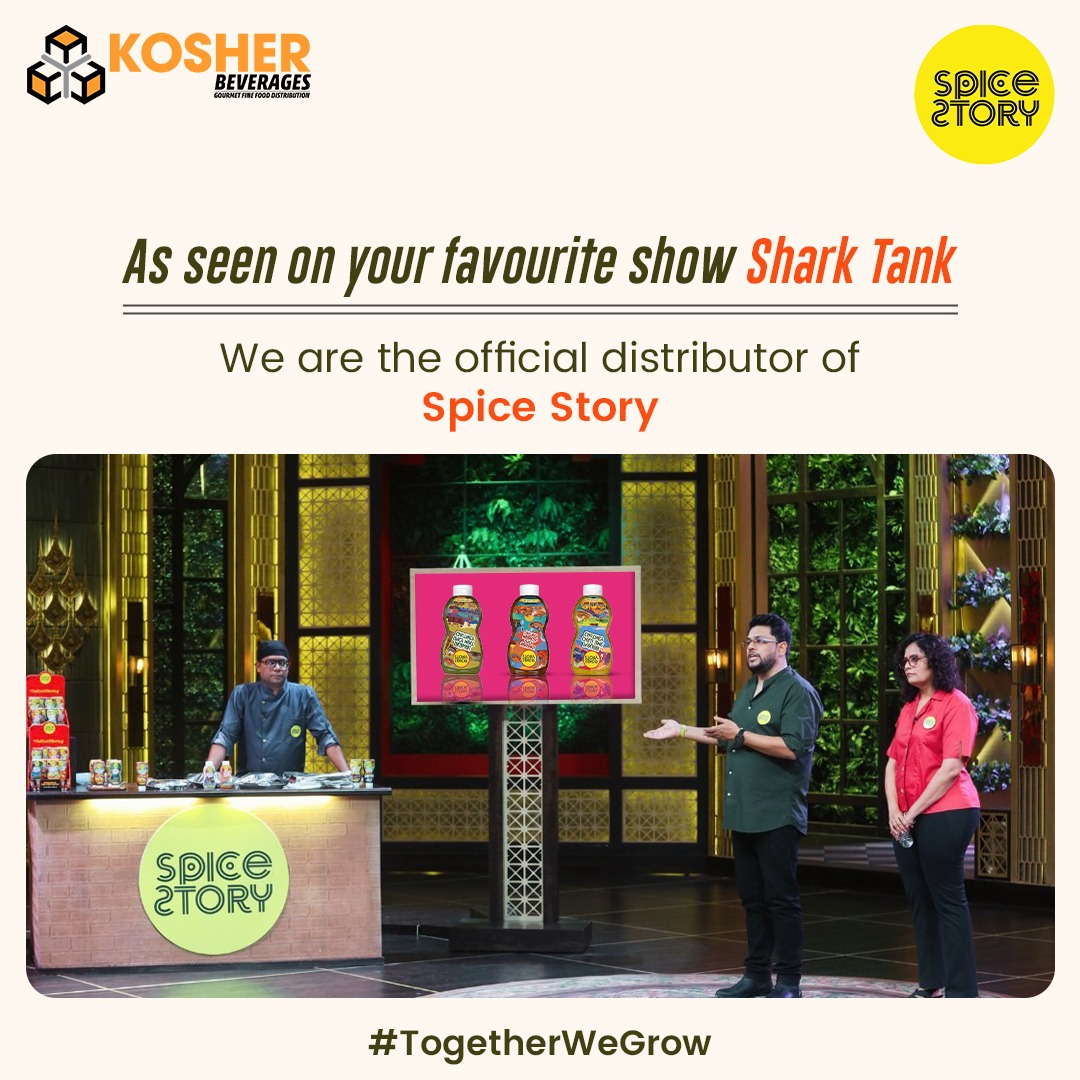 Kosher beverages are the official distributor of Spice story which was featured in the #SharkTankIndia  
#SpiceStoryIndia #SharkTankIndiaSeason2 #SharkTankIndiaS2onSonyLIV #premiumfood
 #desichutney #EndOfBoring #indianchutney #kosher #togetherwegrow #beverage #distributorchannel