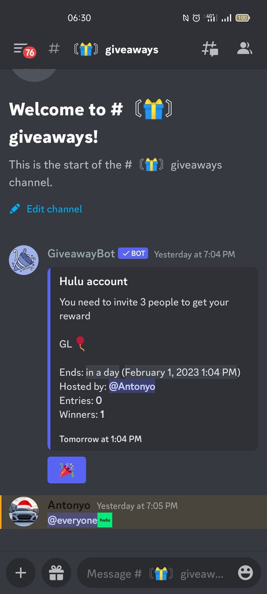 Hey guys!!! Do you want a free Hulu account? I got ya 

Join our discord server and participate to the giveaway🎁
