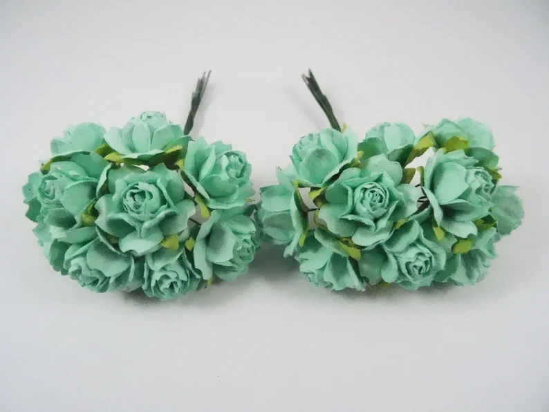 1 inch Scrapbooking Paper Flowers Jasmine with stems supply Floral Mint Green Pastel craft supplies scrapbooking supplies wedding roses #creativebounty #scrapbookingsuppliesandmore #mintgreenpaperroses  etsy.me/3Ps8ca6