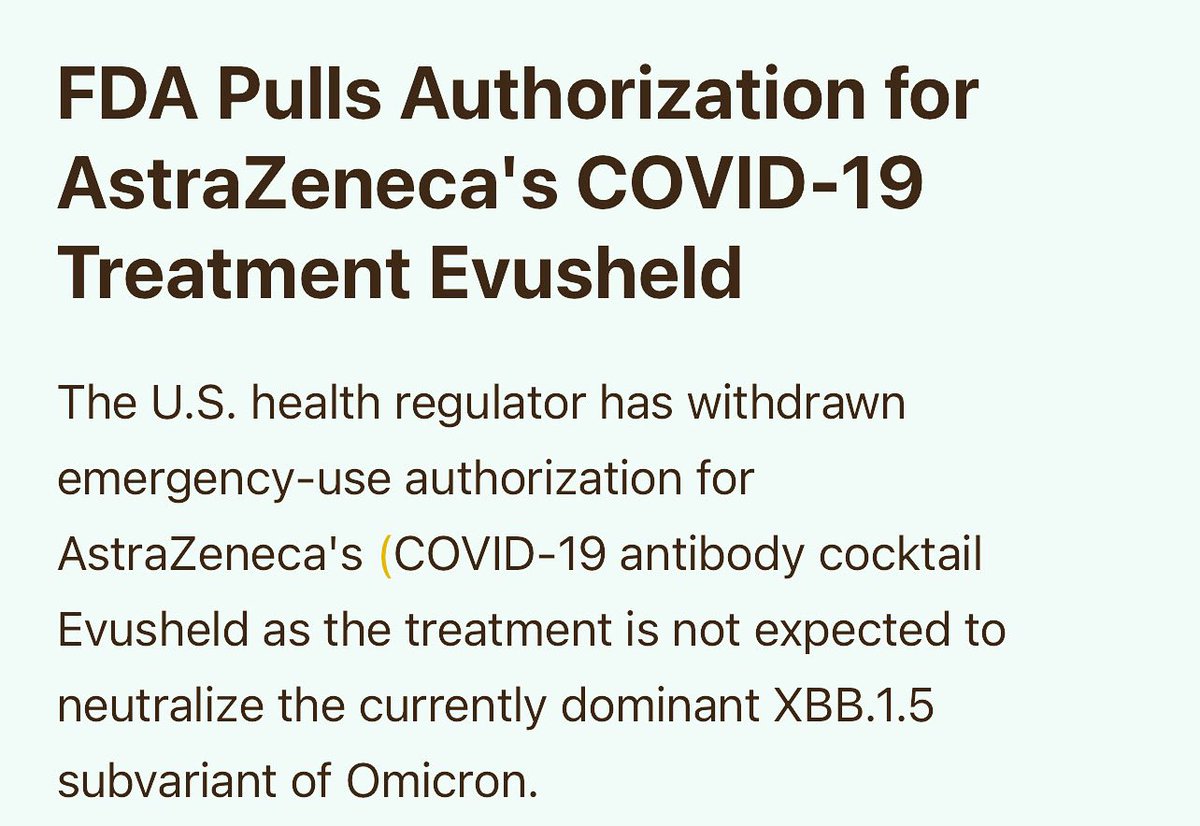 Esto es lo que pasa con las mutaciones. Otro tratamiento que funcionaba muy bien contra el COVID19, y ahora con ésta mutación XBB.1.5 que predomina en USA, ya no funciona.