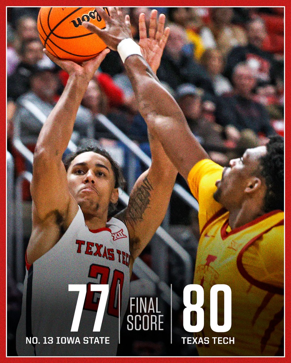 WHAT A COMEBACK‼️ 

<a href="/TexasTechMBB/">Texas Tech Basketball</a>’s 23-point rally is tied for the largest against a ranked team in the last decade!