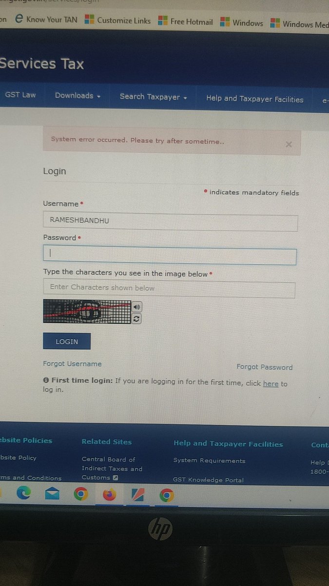 prateekstar's tweet photo. @Infosys_GSTN repeated error on trying to log in to the portal. https://t.co/1a5uRRAydI