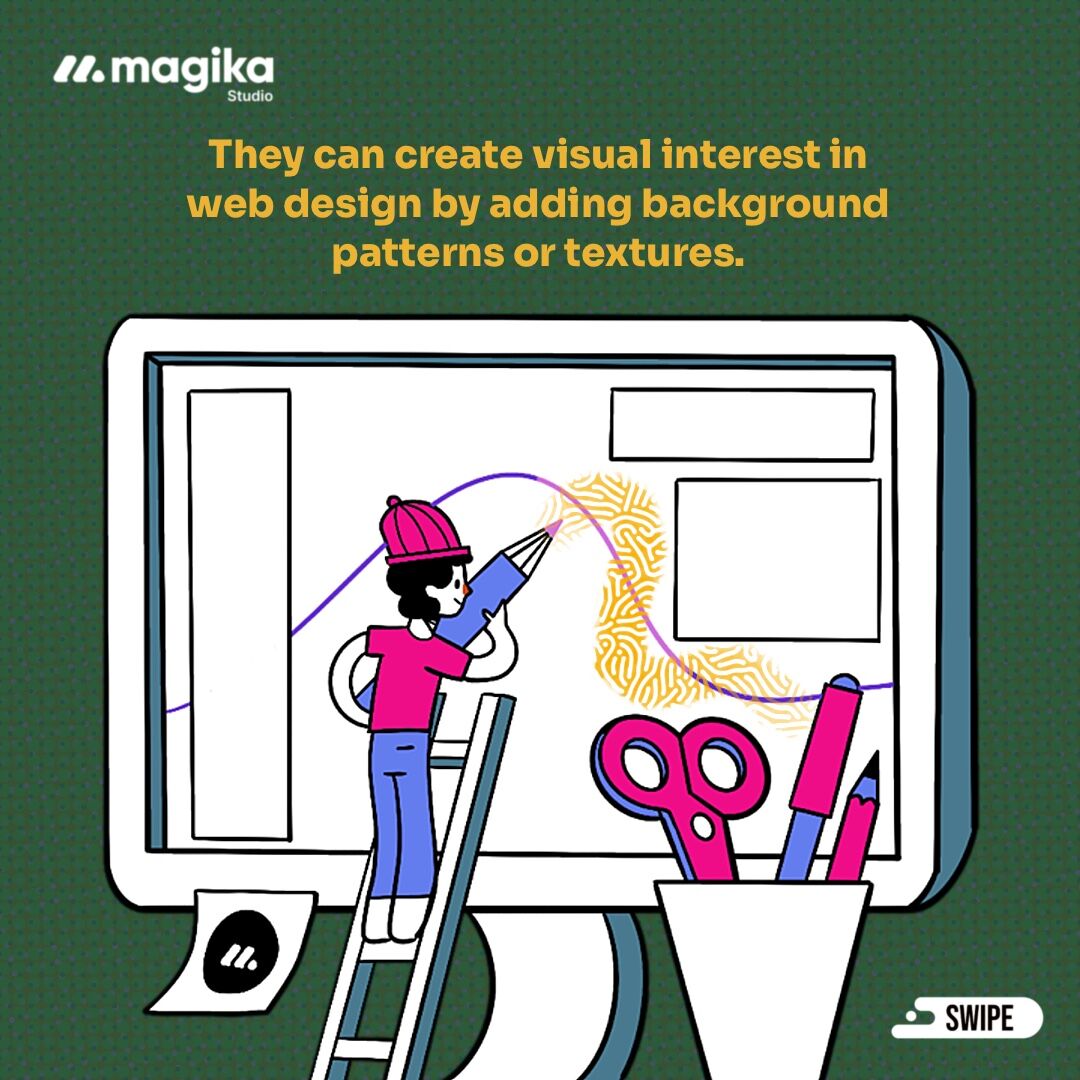 magikastudio's tweet image. Texture and pattern enhance visual appeal and bring designs to life. So why settle for a plain design when you can have one that&apos;s dynamic and engaging? Make your designs pop with the addition of texture and pattern 💥 #DesignEnhancement