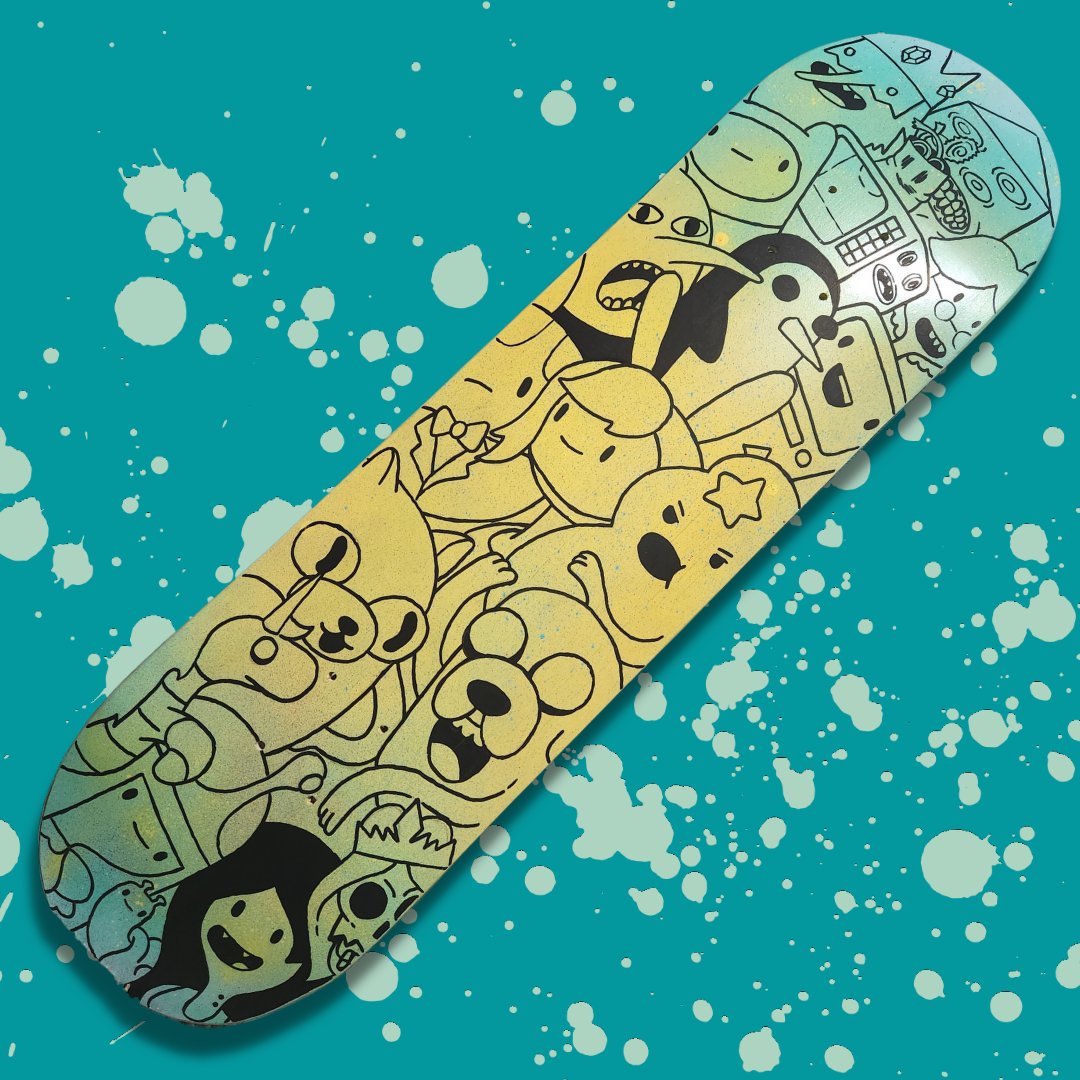 thisguydoesart's tweet photo. "Adventure is out there" @PoscaUSA on spraypaint skatedeck
#heythisguydoesart #adventuretime #cartoon #skateboard #skatedeck #skatedeckart #paintpen #lumpyspaceprincess #posca #poscapens #spraypaint #painting #finnthehuman #jakethedog #bmo #princessbubblegum https://t.co/Cb4VIqrEKV