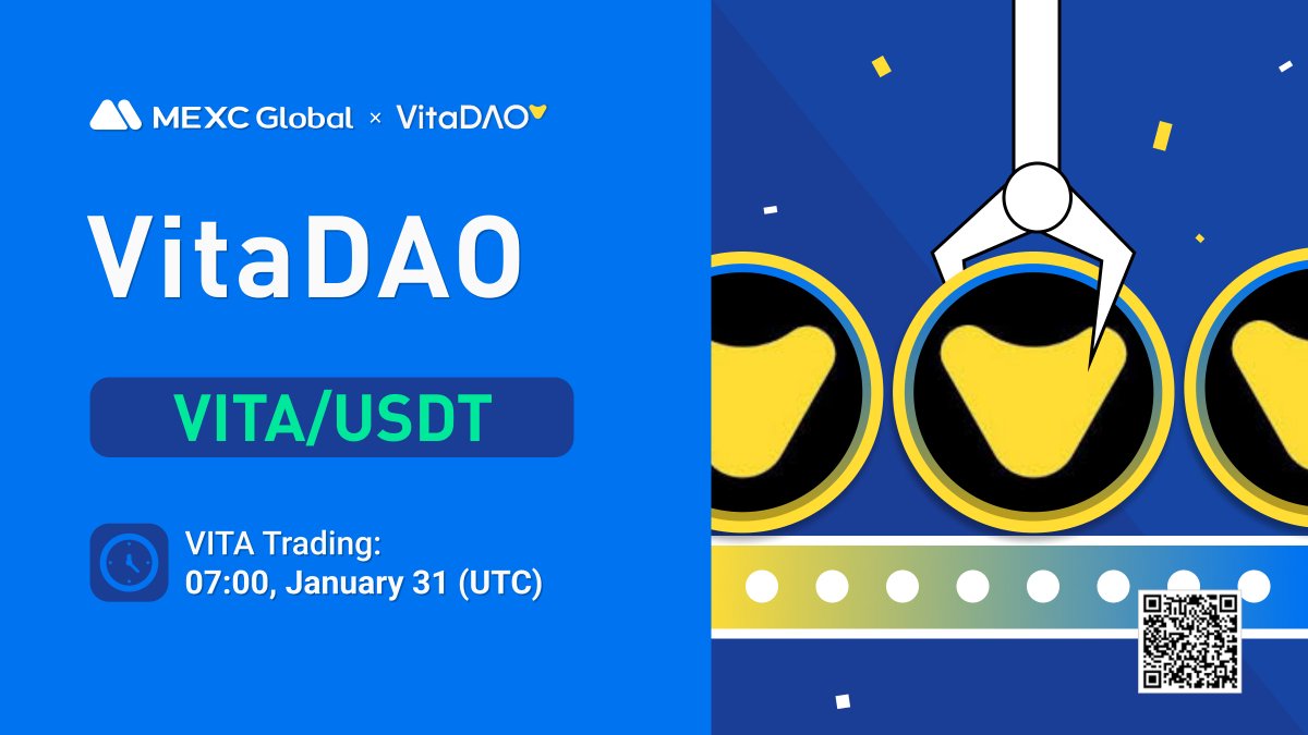 $VITA will list on #MEXC at 07:00 today (UTC)! 

🎁Deposit $VITA to Share ＄1000

🔹Follow @MEXC_Global @vita_dao  
🔹Quote retweet with hashtag #VITAonMEXC
🔹Complete registration &amp; learn more: bit.ly/3DrBmSi

💙Create MEXC account: bit.ly/3cWhr3N

#VitaDAO