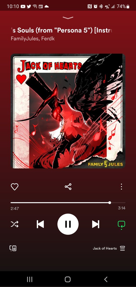 DarthLinc's tweet photo. If you are a persona fan and have not listened to @FamilyJules7x jack of hearts, queen of hearts, or king of hearts I would highly recommend it you will not be disappointed https://t.co/TGLbZwH3Dp