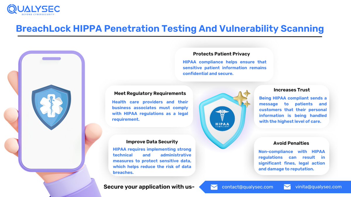 qualysec_tech's tweet photo. BreachLock HIPPA Penetration Testing and Vulnerability Scanning
#qualysec #qualysecservices #penetrationtesting #healthcareapp #healthcareindustry #datasecurity #datasecuritybreach #medicalapp #fitnessindustry #fitnessapp #healthconsultant #penetrationtestingservices https://t.co/gu2X1RMzbt