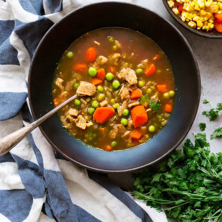 BoredAndNibbley's tweet photo. Chicken &amp; Vegetable Soup:
-Cook 1lb chicken for 5-7 min
-Sauté vegetables until softened
-Season with salt, pepper, thyme, rosemary, and bay leaf
-Add chicken broth and simmer for 10-15 minutes
This soup is comforting and satisfying, perfect for a cold night! Enjoy #Food #Foodie https://t.co/8jptR8RllG