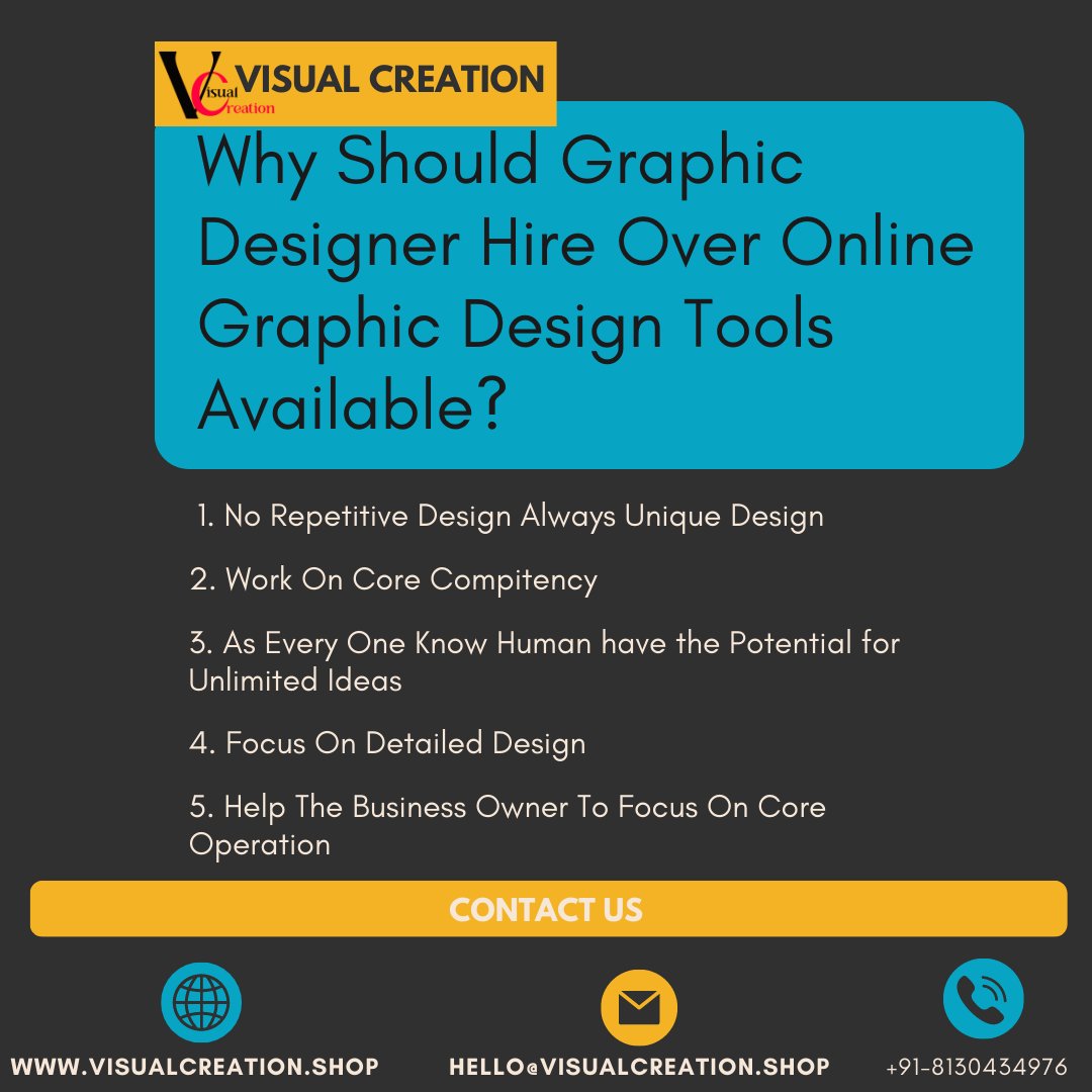 creation_visual's tweet image. Why is Graphic Designer Hired Over Online Graphic Design Tools?
Don't Hesitate Please Contact Us!!

#socialmedia #socialmediamarketing #graphicdesign #graphicdesigners #idea  #visualcreation #growth #linkedin #business #SmallBusiness 

Created By:- visualcreation.shop