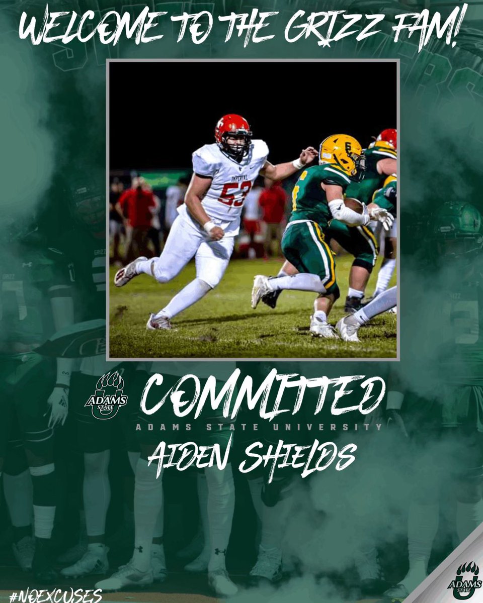 After a great Visit I am 100% COMMITED to Adams State University 🟢🐻. Thank you everyone for all your love and support. @AdamsStateFB @coachTEpenesa @CoachJHarrison_ @Coach_BPerkins @TheCoachJMarsh @_JLopez @760Academy @justinthannon @coachShaw10
