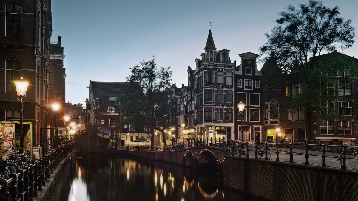 Street, Amsterdam, Holland, Channel, Evening, Bridge