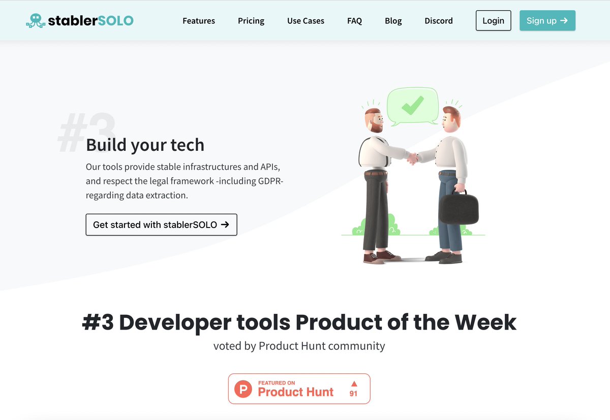 stablerSOLO featured as the 3rd Product of the Week in the Developer Tools category on <a href="/ProductHunt/">Product Hunt 😸</a>  🚀🚀🚀

Check out our launch page to get notified when new features will be released !

producthunt.com/posts/stablers…

#data #developers #buildinpublic #webscraping