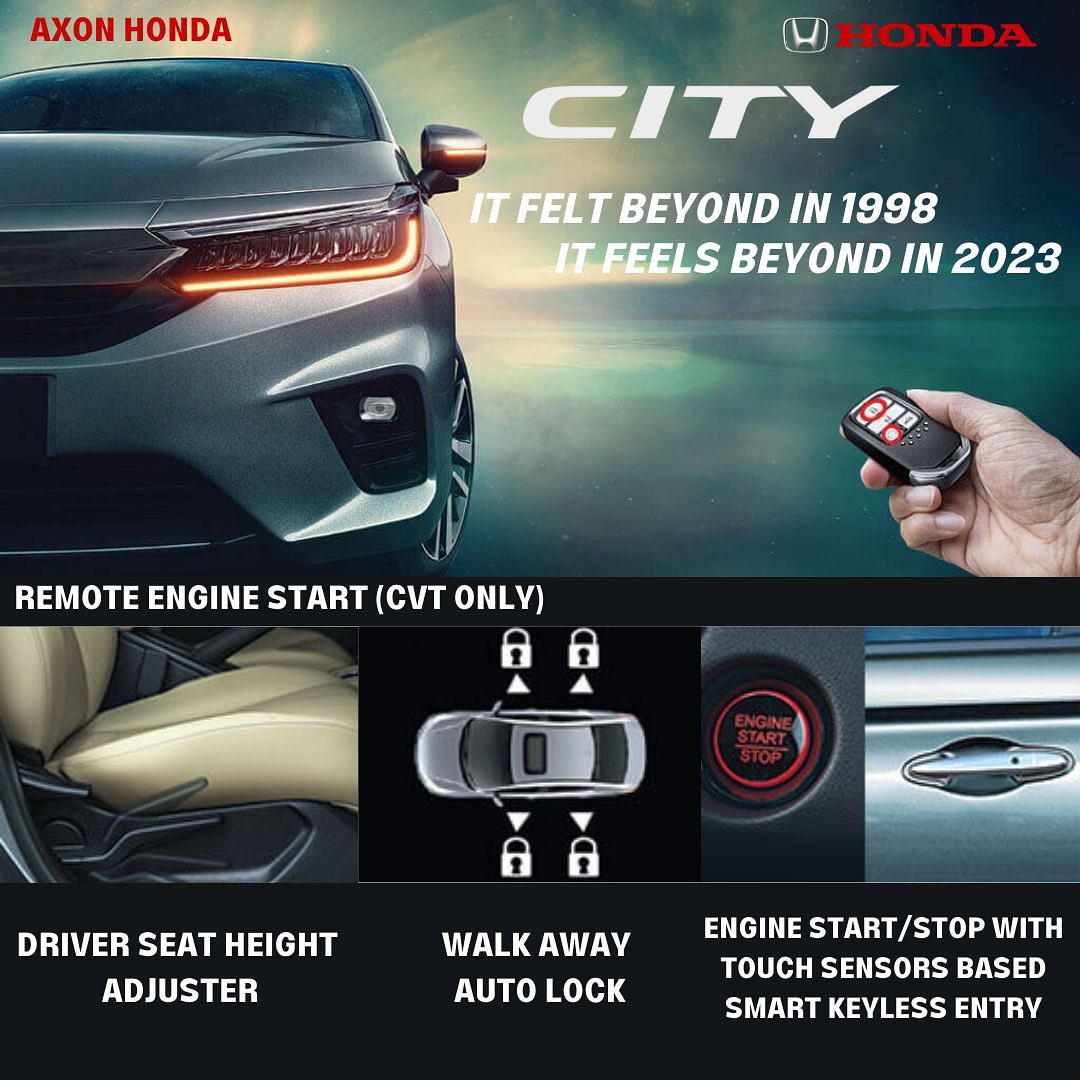 Take the wheel of the Honda City and feel the power of innovation. Book today and start your next adventure #AxonHonda #HondaCity #InnovativeDriving #honda #hondacars #hondaindia #hondacarsindia #likeforlikes #followforfollowback #featureme #explorepage #instalike #instagram