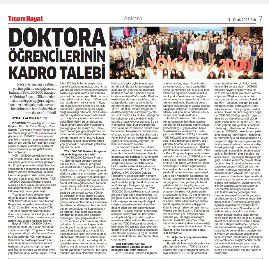 #1002000istihdam #1002000kadro #YÖKDoktoraProjesi

📌YÖK 100/2000 Doktora Programı Araştırmacıları olarak KADRO bekliyoruz.

📌Üç harfli mağazalarda değil, üniversiteler de çalışmak istiyoruz.

<a href="/iletisim/">T.C. İletişim Başkanlığı</a>
<a href="/tcbestepe/">T.C. Cumhurbaşkanlığı</a>
<a href="/RTErdogan/">Recep Tayyip Erdoğan</a>
<a href="/turanbulent/">Bülent TURAN</a>
<a href="/AvOzlemZengin/">Av. Özlem Zengin 🇹🇷</a>
<a href="/emrullahisler/">Emrullah İŞLER</a>
<a href="/haozdemir/">Prof.Dr. Hacı Ahmet ÖZDEMIR</a>