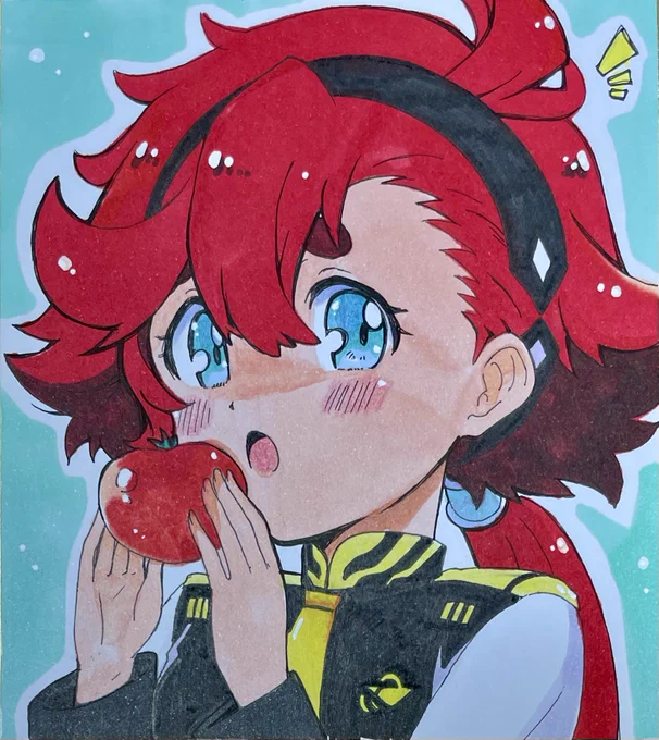 今日のアナログイラスト75日目は水星の魔女のスレッタです 