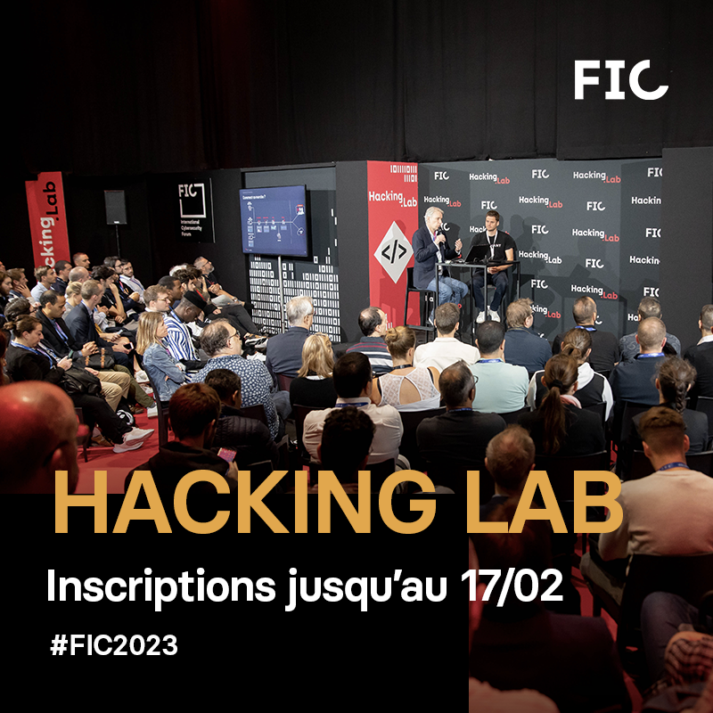 INCYBER_Europe's tweet photo. #FIC2023 Candidatez au #HackingLab jusqu'au 17/02, déplacement et hôtel offerts aux projets retenus ! https://t.co/K1sZLPzzU1

🙏@InterCERTFrance @cecyf_coriin @CampusCyberFr @diateam_labs @LexfoSecurite @MISCRedac @OrangeCyberFR @quarkslab @sekoia_fr @RandoriSec @wavestoneFR https://t.co/Rnqz1Be1de