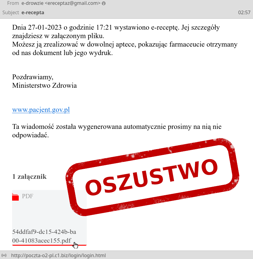 Oszuści podszywają się pod Ministerstwo Zdrowia. Fałszywe e-recepty na pokładzie.