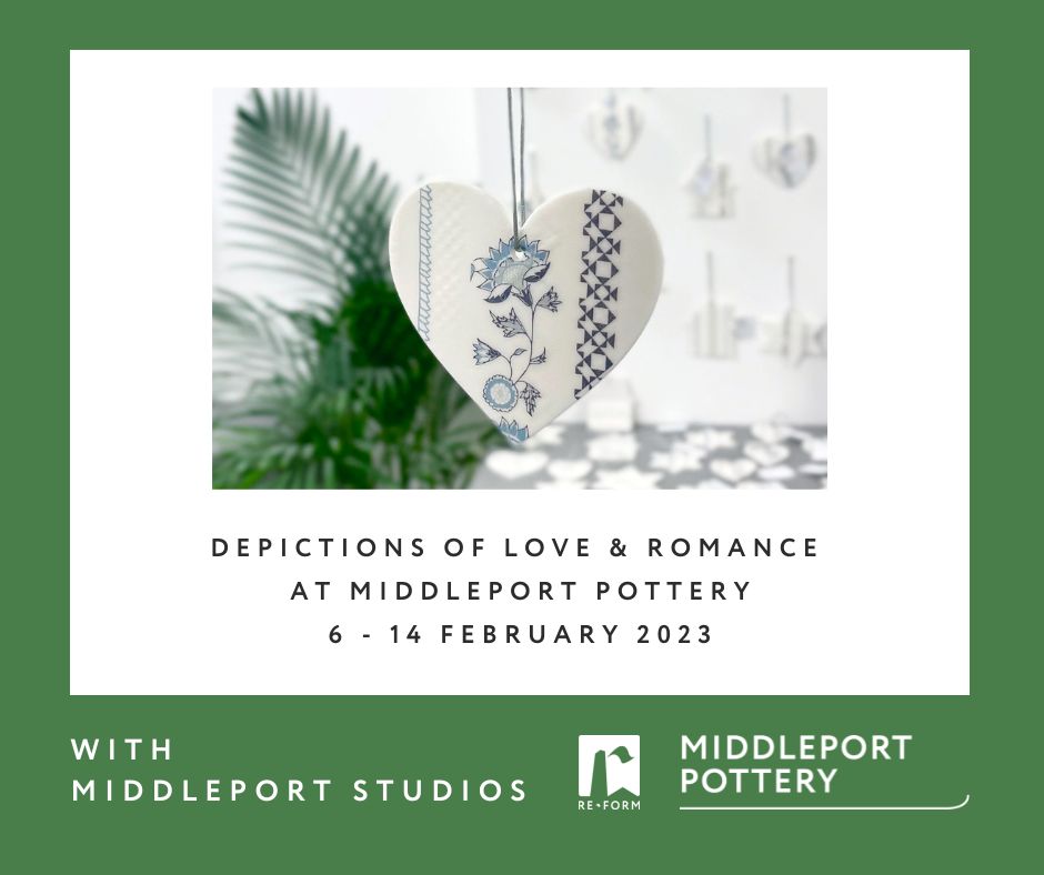 Middleport_Pot's tweet photo. "Depictions of Love & Romance" will be the theme of our #HeritageTrail with additional Items from our Collection from 6-14 Feb. #MiddleportStudios will offer curated gift ranges and workshops to complement the mood. Follow for further details...❤️ https://t.co/1GEJx9werx