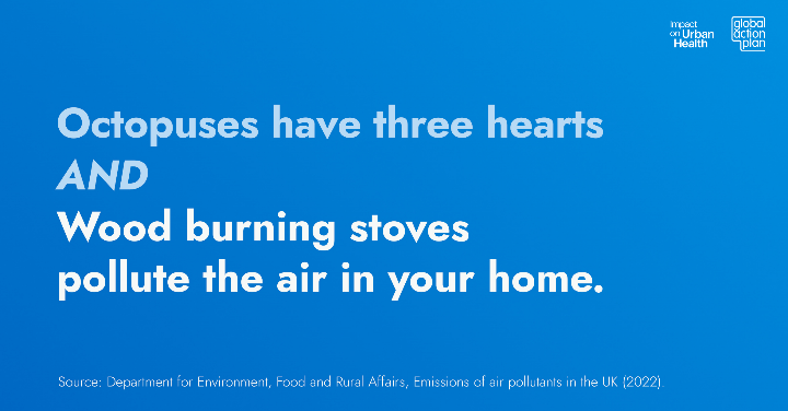 NewhamLondon's tweet photo. Surprising but true! Octopuses have three hearts 🐙

AND #WoodBurners pollute the air in your home.

Many people are unaware about the dangers of #WoodBurning

@ImpUrbanHealth and @globalactplan are working to change that. Learn more on the #CleanAirHub https://t.co/Ufw0ZNycpZ https://t.co/9CqEhNKM1L
