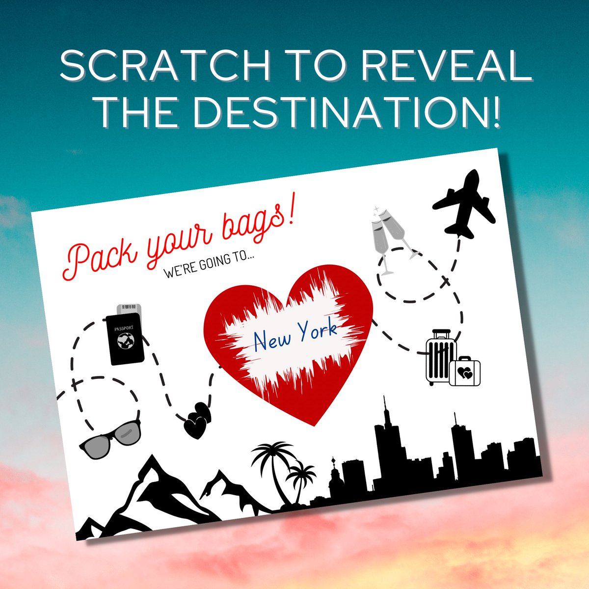 NEW! Destination reveal scratch card kit! 🤩😍 The perfect gift for any adventure…

Order today: etsy.com/uk/listing/140…

#wanderlust #TravelTuesday #weddinginspiration #ValentinesDay #valentinesgift #husbandandwife