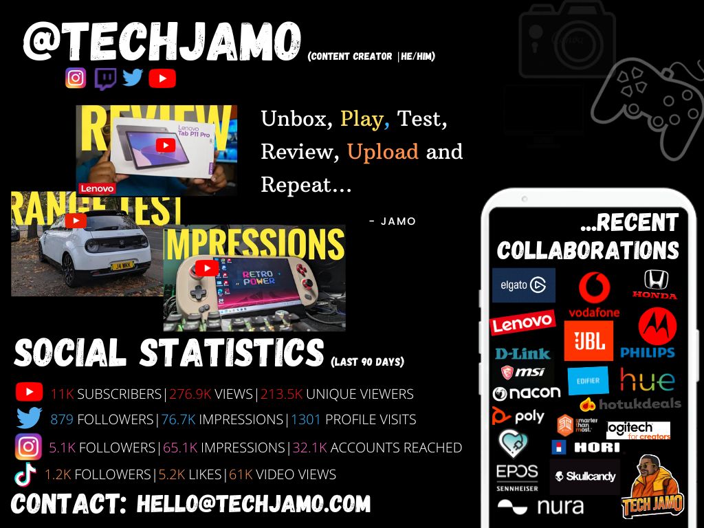 Ayee!

We FINALLY made it to 11K Subs on Youtube😆

>>youtube.com/@TechJamo <<

Thought I'd take this opportunity to update my One Pager :P

BIG UP EVERYONE that has been supporting the TING with the Likes and Retweets💛 

I LITERALLY WORK FOR Y'ALL😭😂

Let's EAT this 2023!