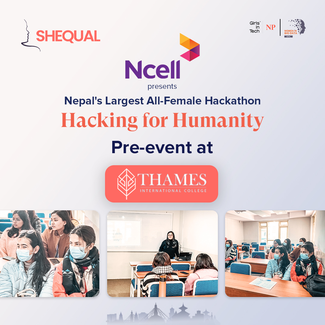 shequal_org's tweet photo. Orientation program at Thames College, Kathmandu by the Shequal Foundation for the pre-events session of @Ncell presents Nepal's Largest All-female Hackathon: Hacking for Humanity!
#h4h #allfemalehackathon #hackathon #itshertime https://t.co/cjmXDBpStS