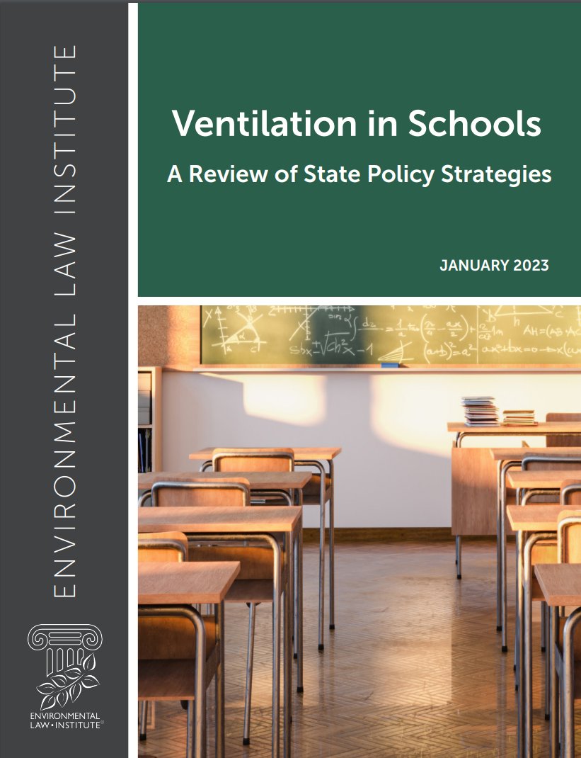 'Ventilation in Schools - A Review of State Policy Strategies' by @ELIORG 
1 Intro.
2 National standards & guidance on ventilation in 🇺🇸
3 The role of state policy in addressing ventilation
4 State policy strat. to address vent. & filt. in existing schools
eli.org/sites/default/…