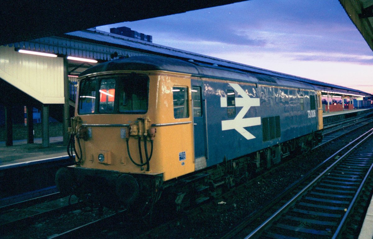 Large logo liveried 73006 at Clapham Junction in early 1992. #Class73 #ClaphamJunction