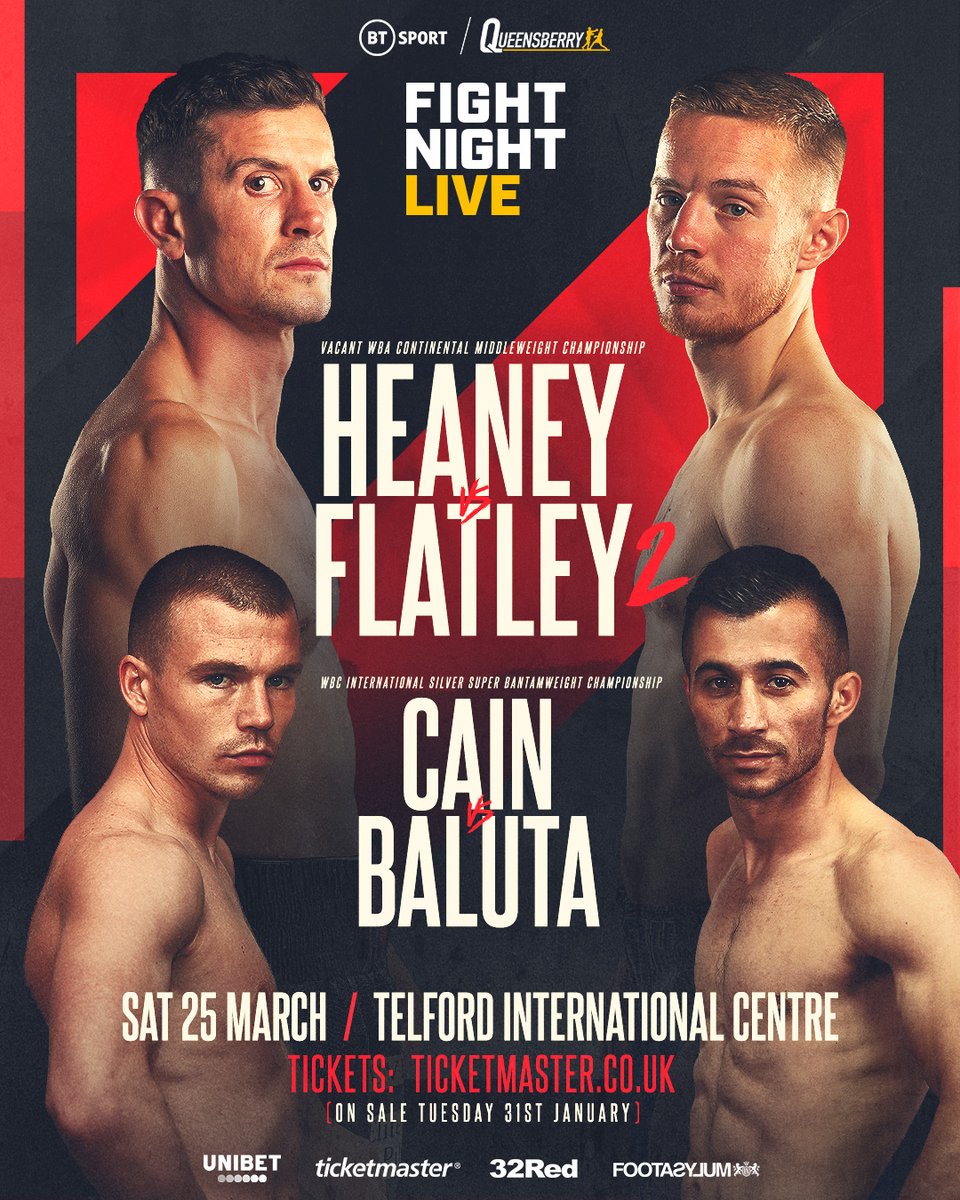 🥊 An exciting night of boxing from Telford!

Tickets on sale now: bit.ly/HeaneyFlatley2