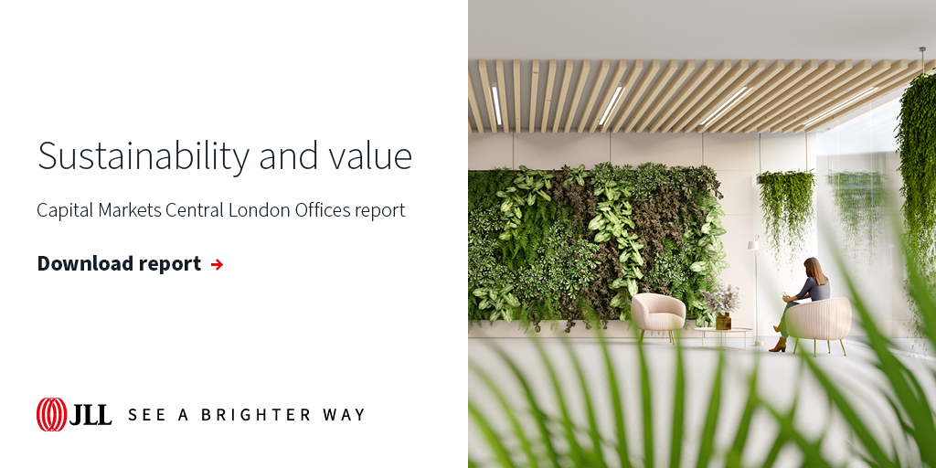 A single step improvement in EPC ratings produced a premium of 3.7% in Central London last year. Find out what other benefits there are to making your real estate portfolio sustainable in JLL’s latest report: co.jll/7ZYH50MFgFO   #sustainability #JLL