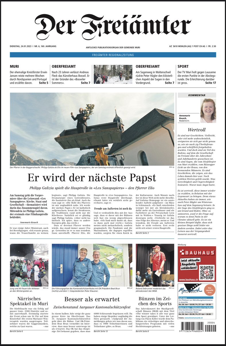 Kalbermatten_'s tweet photo. Hauptdarsteller Philipp Galizia im Gespräch mit dem Freiämter: «��ber eine so lange Zeitdauer in die Rolle eintauchen und nichts anderes machen, das gefiel mir». Mehr über Galizia, seine Motivation und unseren Filmdreh anbei im Interview. #LESSANSPAPIERS https://t.co/xC0XX9fNQz