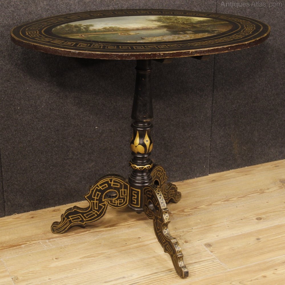 antiques_atlas's tweet photo. From Parino Mercato Antiquario: English lacquered and painted side table https://t.co/Y8ZCgGbnPw landscape painted top #antiques @ParinoAntichita #englishantiques #englishantiquetable #antiquetable #paintedtable #antiquepaintedtable #englishpaintedtable https://t.co/2ivtC3ALj3