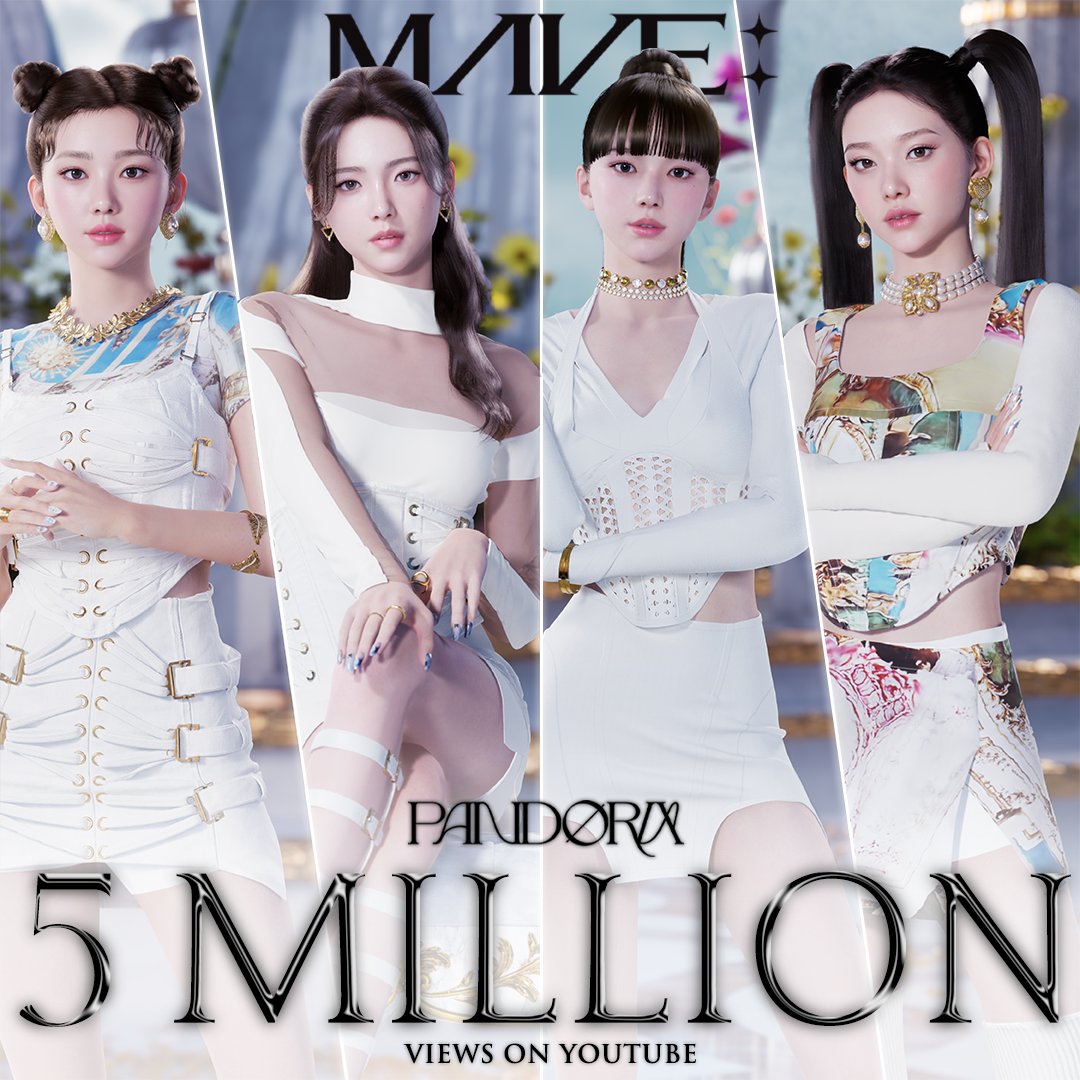 MAVE_official_'s tweet photo. MAVE: 'PANDORA' MV hits 
5MILLION views on Youtube💜🖤

'PANDORA' MV
▶https://t.co/8oYaTuk61c

#MAVE #메이브
#PANDORAS_BOX #PANDORA https://t.co/bO3xsj9gqc