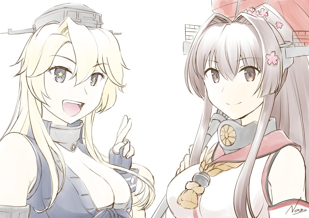 アイオワ(艦これ) ,大和(艦これ) 「許可いただきましたのでFANBOXの支援お礼イラストを公開します。アイオワと大和」|ナオ@4/23西海ノ暁60呉のイラスト