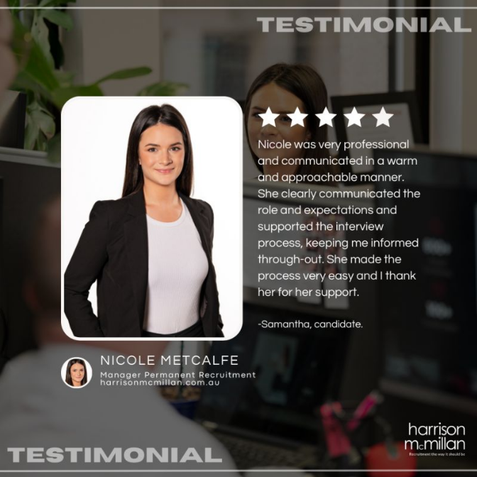 harrymacHR's tweet photo. !Testimonial Tuesday! Congratulations to our Manager Permanent Recruitment Nicole Metcalfe on this amazing candidate testimonial! #recruitment #candidateexperience #testimonialtuesday https://t.co/SP8F3MF3pi