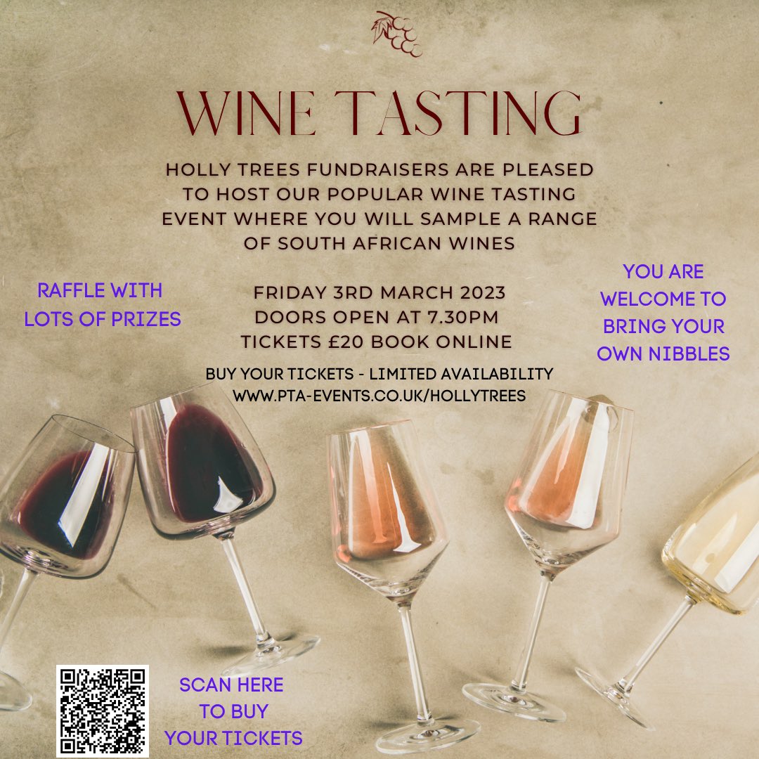 Roll up Roll up… Tickets on sale now. *Limited availability* Visit our website to buy your tickets. It is a lovely evening and a great time to meet other parents at the school
pta-events.co.uk/hollytrees/