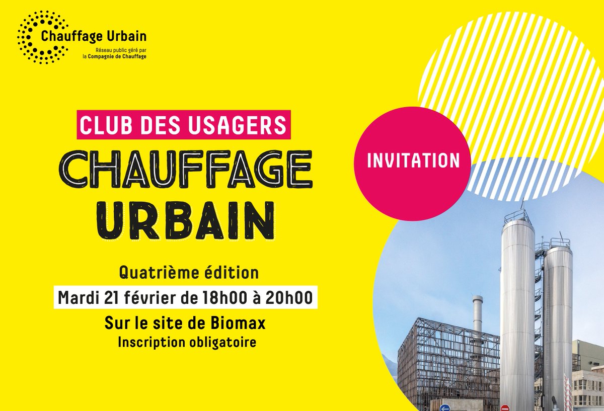 [#CLUBDESUSAGERS] Le <a href="/CU_Grenoble/">Chauffage Urbain de Grenoble</a> géré par <a href="/Cie_Chauffage/">Compagnie de Chauffage</a> organise son 4e Club des usagers, sur le site de Biomax, le mardi 21 février 2023, de 18h à 20h pour un moment d’échanges et une visite du site. 
Gratuit et ouvert à tous. Inscription : 👉 bit.ly/3wFHiUj