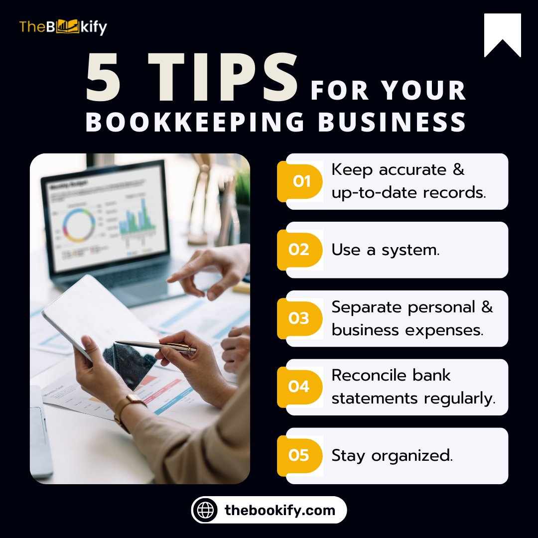 Follow us for amazing tips on bookkeeping & accounting in future!
#BookkeepingBasics #FinancialOrganization #AccountingTips #SmallBusinessBookkeeping #AccurateRecords #bookkeepinghelp #businesstips  #bookkeepingtips  #startup #businesssolutions #thebookify #THEBOOKIFY #TheBookify